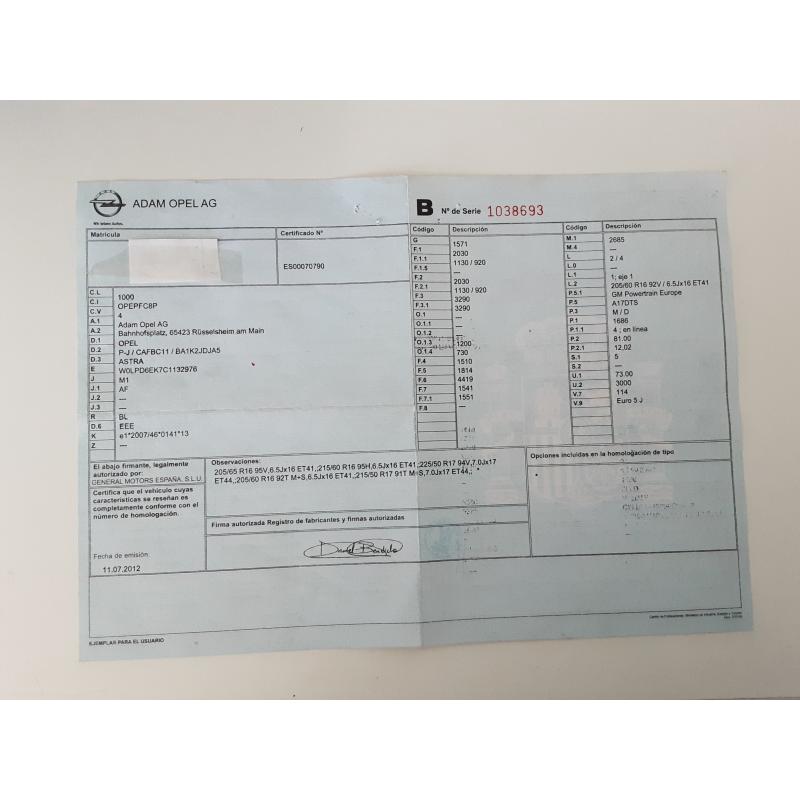 Condensador / Radiador A/A Opel Astra J de 2012 diesel
